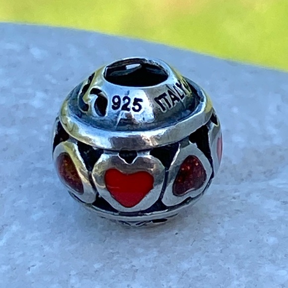 Vintage Michael Anthony red heart .925 Sterling Silver charm bracelet bead Italy - Picture 2 of 15